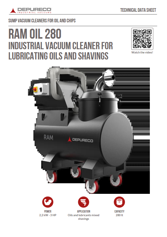 RAM OIL Industrial Vacuum Cleaner For Lubricating Oils And Shavings 